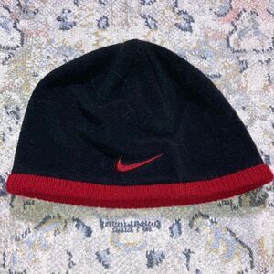 Nike Black and Red Beanie Hat